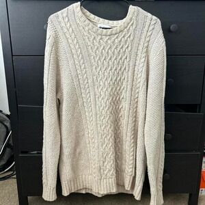 Unisex Goodfellow & Co cream cable knit sweater Size L